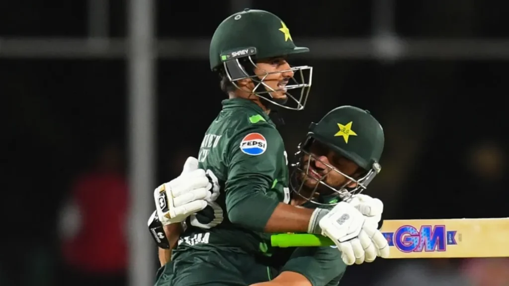 Saim Ayub and Salman Agha put on 141 for the fifth wicket